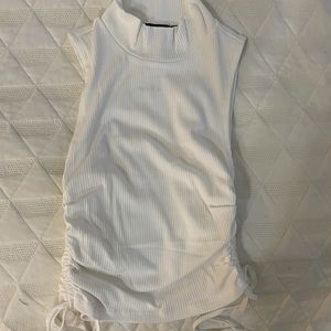 Mock neck cinched tank